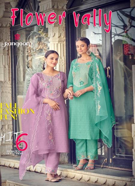 Flower Vally By Rangoon Viscose Embroidery Kurti With Bottom Dupatta Wholesale Shop In Surat Catalog